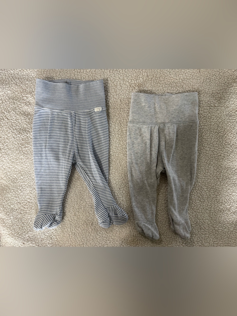 H&M Blue Striped & Gray Footed Baby Leggings Set